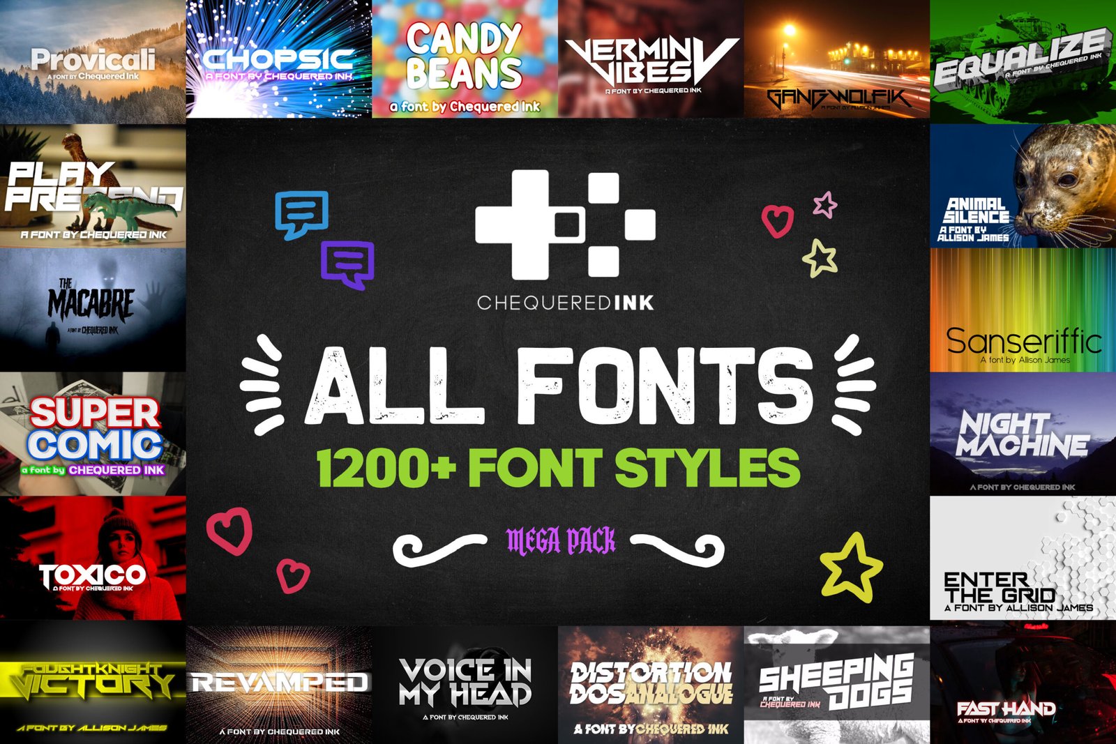 1200+ fonts pack